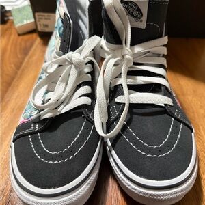 Vans Sk8-Hi Tropical Floral Sneakers Black/White – Size 7.5